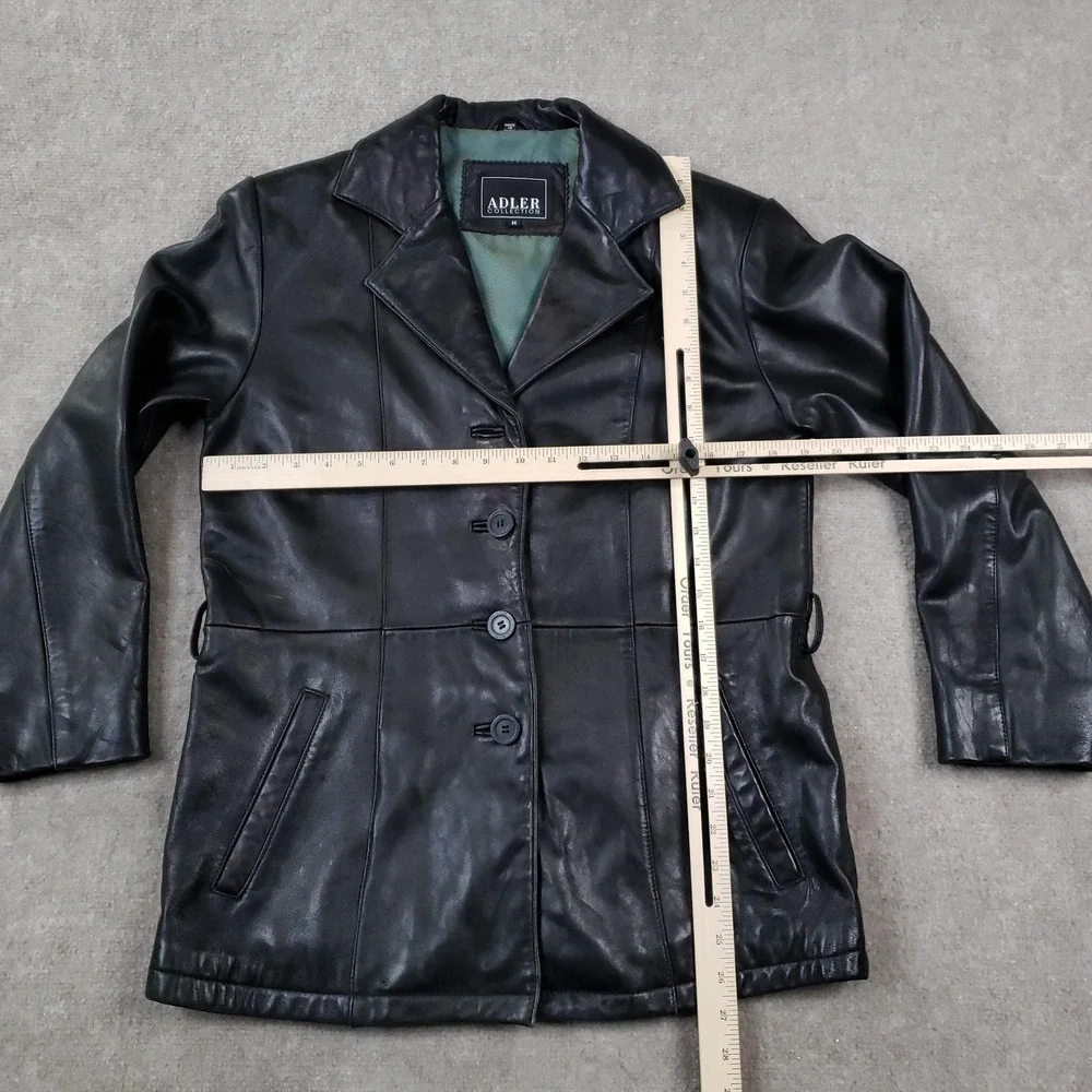 Adler Collection Jacket Womens Medium Black‎ Leather Lambskin Button Car Coat